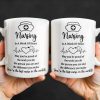 Nursing Is A Work Of Heart, Nurse Cap And Heart Rate Line - Personalized Custom Coffee Mug - DOC033_MG