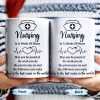 Nursing Is A Work Of Heart, Nurse Cap And Heart Rate Line - Personalized Custom Coffee Mug - DOC033_MG