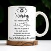 Nursing Is A Work Of Heart, Nurse Cap And Heart Rate Line - Personalized Custom Coffee Mug - DOC033_MG