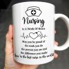 Nursing Is A Work Of Heart, Nurse Cap And Heart Rate Line - Personalized Custom Coffee Mug - DOC033_MG