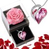 Ocean Heart Eternal Rose Necklace Gift Box for Valentine's Day and Mother's Day