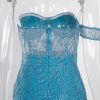 Off Shoulder Sparkle Split Dresses
