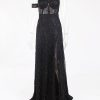 Off Shoulder Sparkle Split Dresses