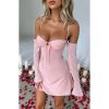 Off-shoulder Strappy Backless Tie-Up Mini Dress