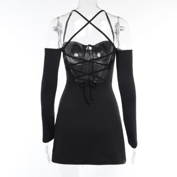 Off-shoulder Strappy Backless Tie-Up Mini Dress