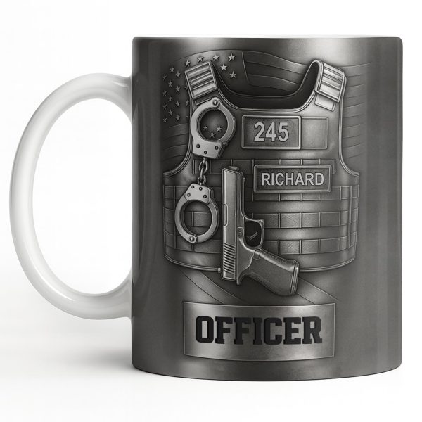 Officer, Badge, Handcuffs, And Gun - Personalized Custom Coffee Mug - OFC025_MG