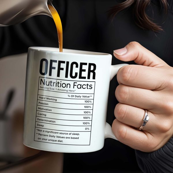OFFICER Nutrition Facts, Hard Working, Passion, Motivation - Personalized Custom Coffee Mug - GRAD292_MG