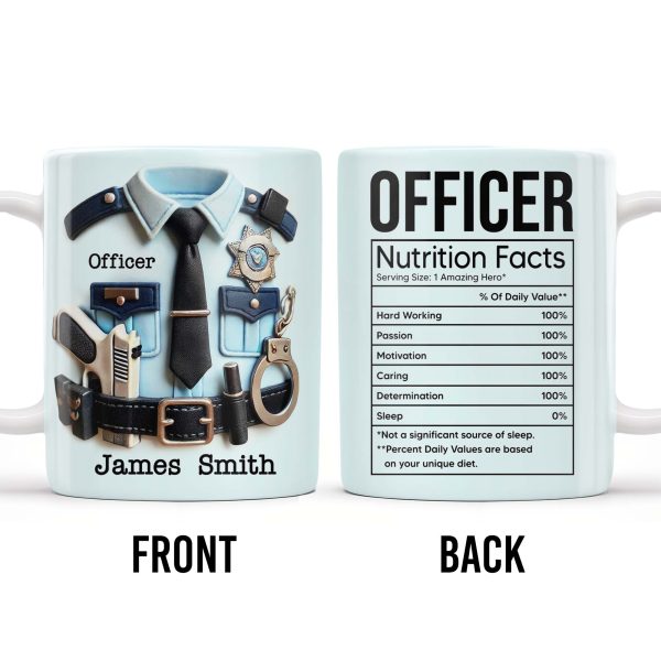 OFFICER Nutrition Facts, Hard Working, Passion, Motivation - Personalized Custom Coffee Mug - GRAD292_MG