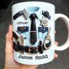 Officer, Police Uniform, Badge and Handcuffs - Personalized Custom Coffee Mug - GRAD268_MG