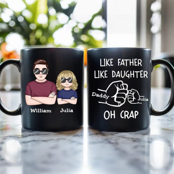 OH CRAP Fist-Bump Duo White Ceramic Mug, Custom Fist-Bump Cup, Creative Fathers Day Gift from Daughter