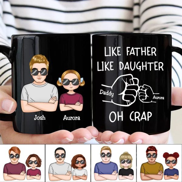 OH CRAP Fist-Bump Duo White Ceramic Mug, Custom Fist-Bump Cup, Creative Fathers Day Gift from Daughter