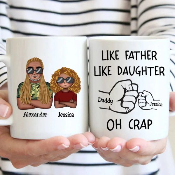 OH CRAP Fist-Bump Duo White Ceramic Mug, Custom Fist-Bump Cup, Creative Fathers Day Gift from Daughter
