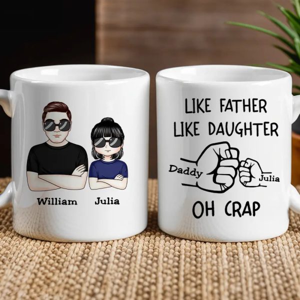 OH CRAP Fist-Bump Duo White Ceramic Mug, Custom Fist-Bump Cup, Creative Fathers Day Gift from Daughter