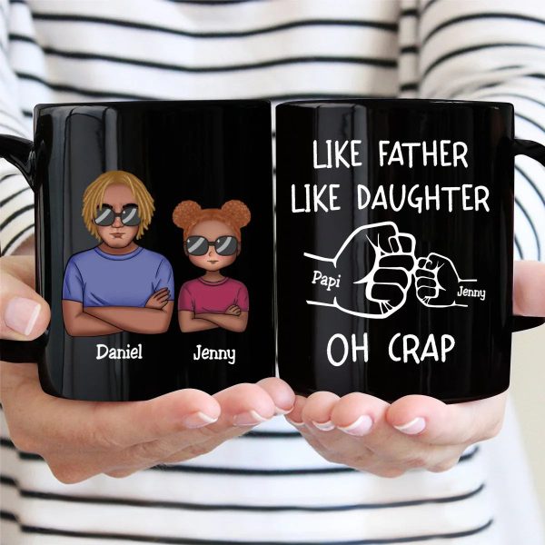 OH CRAP Fist-Bump Duo White Ceramic Mug, Custom Fist-Bump Cup, Creative Fathers Day Gift from Daughter