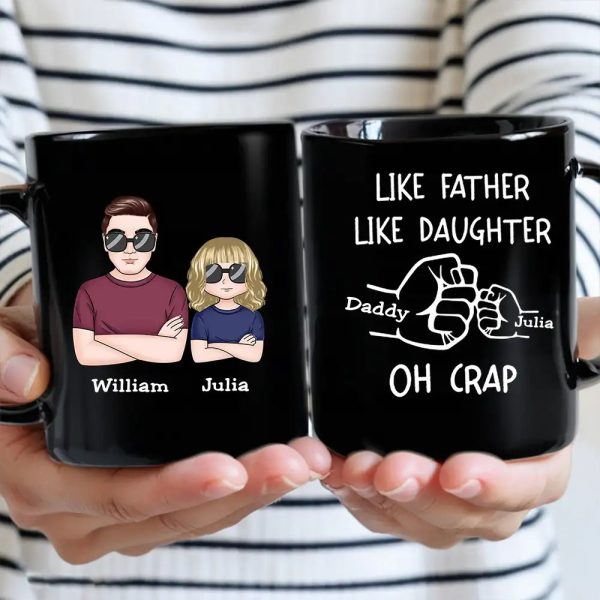 OH CRAP Fist-Bump Duo White Ceramic Mug, Custom Fist-Bump Cup, Creative Fathers Day Gift from Daughter