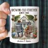 Old Couple Sitting On The Porch Growing Old Together Since Personalized Mug, Heartfelt Gift For Couple, For Him, For Her, Husband, Wife