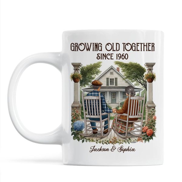 Old Couple Sitting On The Porch Growing Old Together Since Personalized Mug, Heartfelt Gift For Couple, For Him, For Her, Husband, Wife