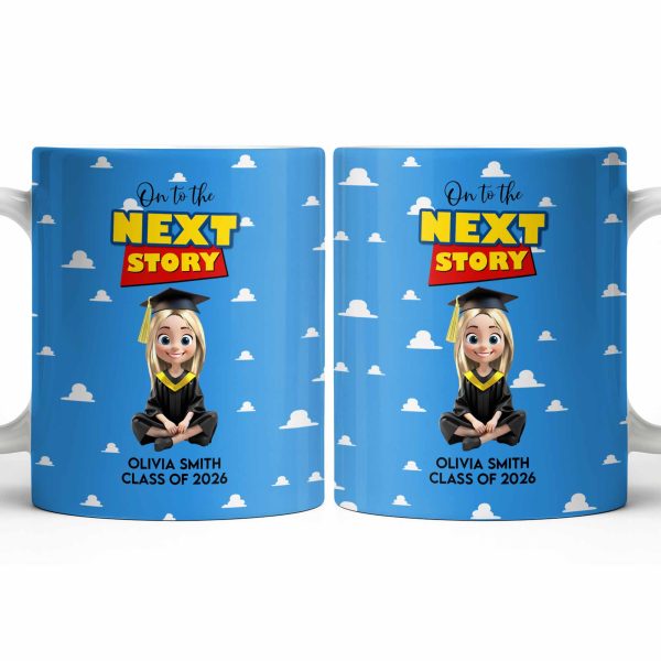 On To The Next Story Graduation Cap And Clouds - Personalized Custom Coffee Mug - GRAD360_MG