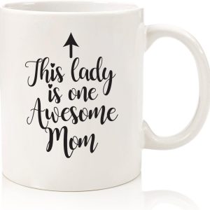 One Awesome Mom Funny Coffee Mug, Gift for Mom from Daughter Son Kids Husband, Birthday Mother's Day Christmas Gift Idea for Women
