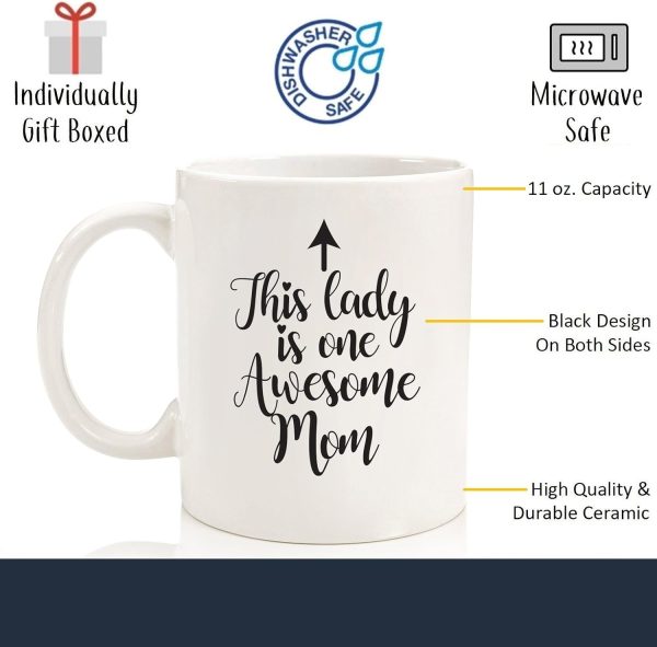 One Awesome Mom Funny Coffee Mug, Gift for Mom from Daughter Son Kids Husband, Birthday Mother's Day Christmas Gift Idea for Women