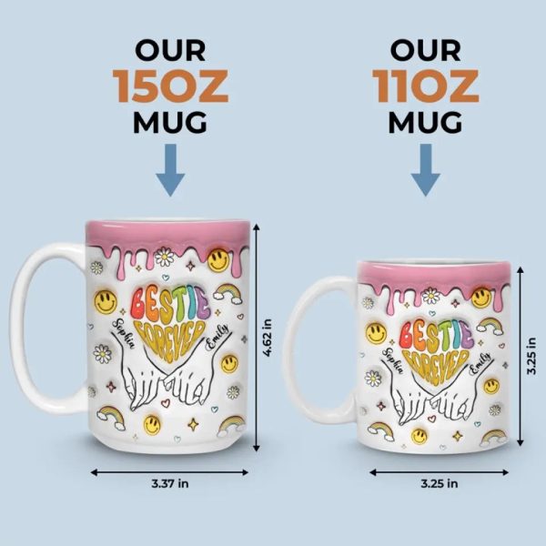 One Soul, Two Bodies - Bestie Personalized Custom 3D Inflated Effect Printed Mug - Gift For Best Friends, BFF, Sisters