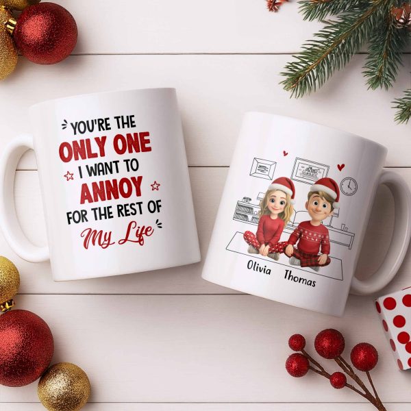 Only One I Want To Annoy, Text And Stars Design - Personalized Custom Coffee Mug - CPL1057_MG