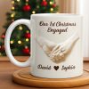 Our 1st Christmas Engaged, Hands Holding With Ring - Personalized Custom Coffee Mug - CPL773_MG