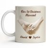 Our 1st Christmas Engaged, Holding Hands With Ring - Personalized Custom Coffee Mug - CPL1055_MG