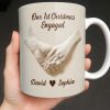 Our 1st Christmas Engaged, Holding Hands With Ring - Personalized Custom Coffee Mug - CPL1055_MG