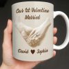 Our 1st Valentine Engaged, Holding Hands With Ring - Personalized Custom Coffee Mug - CPL1142_MG
