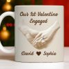 Our 1st Valentine Engaged, Holding Hands With Ring - Personalized Custom Coffee Mug - CPL1142_MG