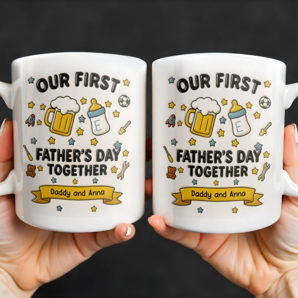 Our First Father's Day Together, Beer Mug and Baby Bottle - Personalized Custom Coffee Mug - DAD126_MG