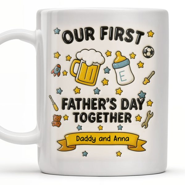 Our First Father's Day Together, Beer Mug and Baby Bottle - Personalized Custom Coffee Mug - DAD126_MG