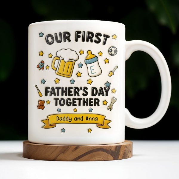 Our First Father's Day Together, Beer Mug and Baby Bottle - Personalized Custom Coffee Mug - DAD126_MG