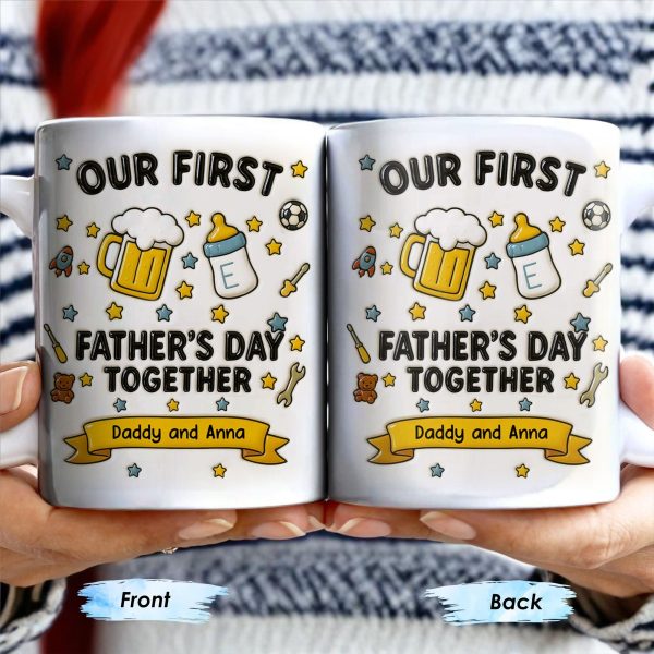 Our First Father's Day Together, Beer Mug and Baby Bottle - Personalized Custom Coffee Mug - DAD126_MG