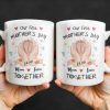 Our First Mother's Day, Mom and Lucia Together, Baby Feet and Hearts - Personalized Custom Coffee Mug - MOM094_MG