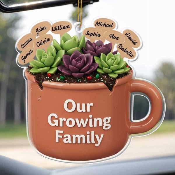 Our Growing Family Succulent Coffee Mug - Personalized Custom Acrylic Ornament, Christmas Gift - GARD024_ACO
