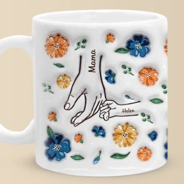 Our Hearts In Mom's Loving Hands - Family Personalized Custom 3D Inflated Effect Printed Mug - New Arrival, Mother's Day, Gift For Mom, Grandma