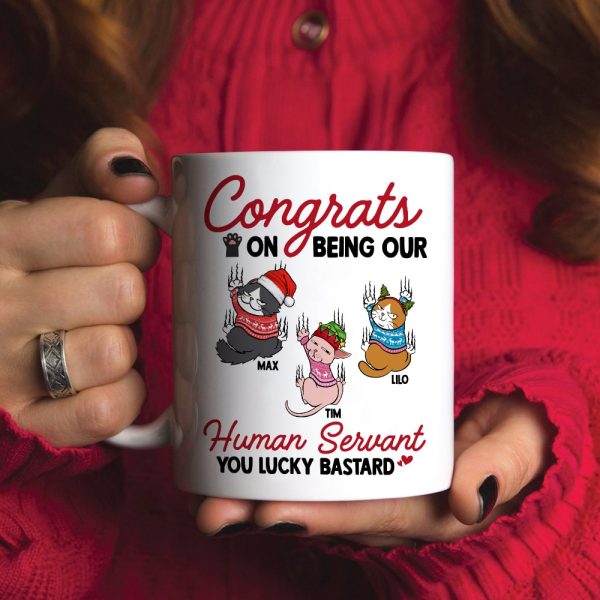 Our Human Servant, Personalized Mug, Christmas Gifts For Cat Lovers, 241123