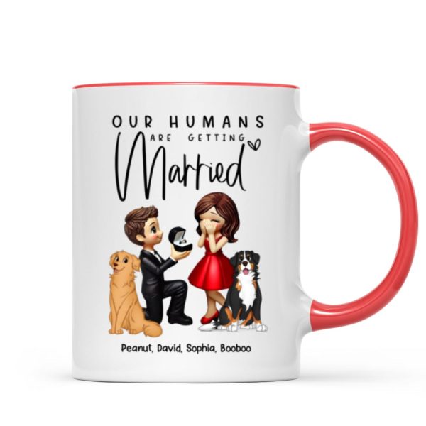 Our Humans Are Getting Married Personalized Mug, Custom Dog Cat Engagement Cup, Pet Engagement Wedding Gift