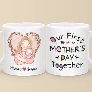 Our Journey Begins With Love - Family Personalized Custom Mug - Mother's Day, Baby Shower Gift, Gift For First Mom