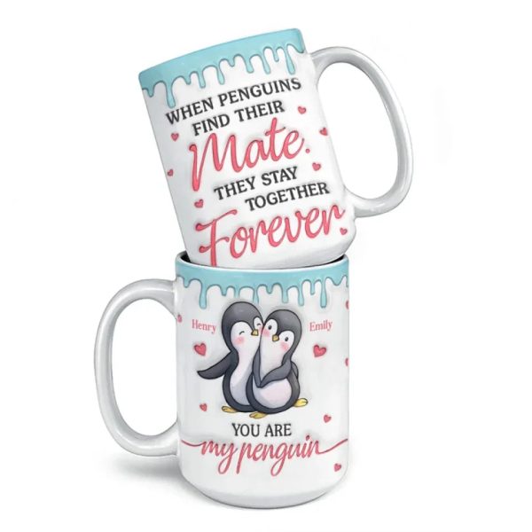 Our Love Is Like The Bond Of Penguins, Unbreakable And Eternal - Couple Personalized Custom 3D Inflated Effect Printed Mug - Gift For Husband Wife, Anniversary