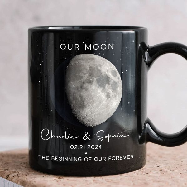 Our Moon Couple Gift Moon Phase Art Anniversary Gift For Him, Gift For Her Wedding Gift Personalized Mug