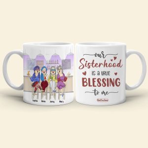 Our Sisterhood Is A True Blessing To Me Personalized Old Friends Mug, Gift For Friends