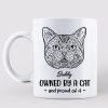 Owned By Cats & Proud Cat Head Outline Personalized Mug