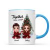 Pajama Doll Couple Sitting Beside Christmas Tree Personalized Mug