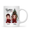 Pajama Doll Couple Sitting Beside Christmas Tree Personalized Mug