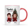 Pajama Doll Couple Sitting Beside Christmas Tree Personalized Mug