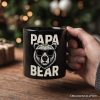 Papa Bear Sunglasses Personalized Mug, Black Vintage Gift with Custom Name for Cool Dads