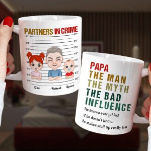 Papa Partner In Crime Personalized Coffee Mug DR-WHM-01QHTI160523HH